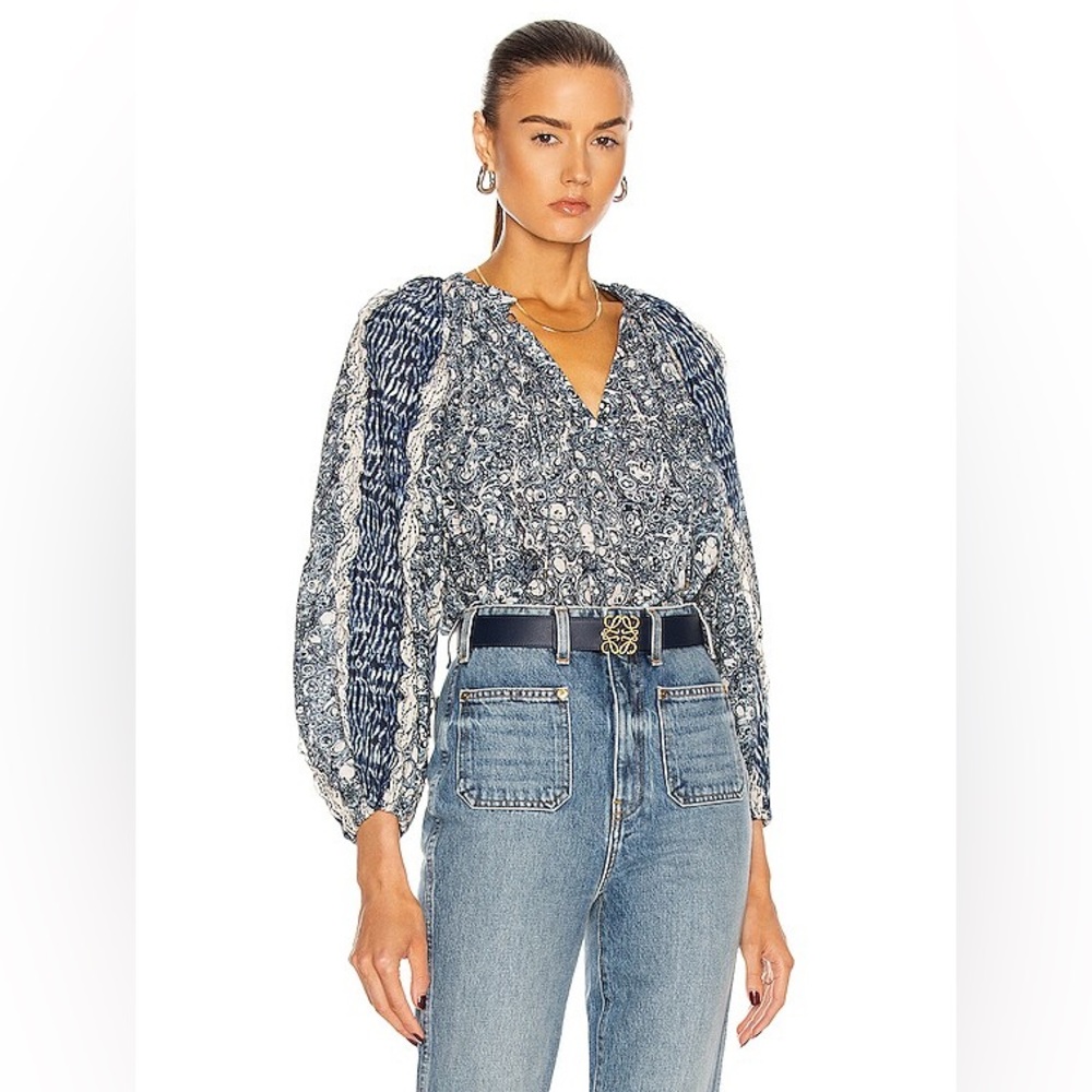 Ulla Johnson KANA BLOUSE - INDIGO in Size 2